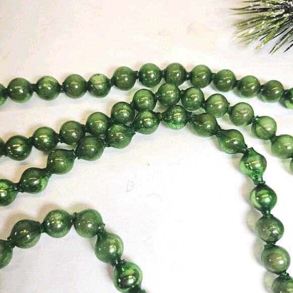 Vintage 12mm Christmas Tree Garland Larger Bead Mercury Glass Strand Green 96" - Picture 4 of 11